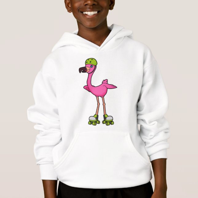 Flamingo as Skater with Roller skates & Helmet (Front)