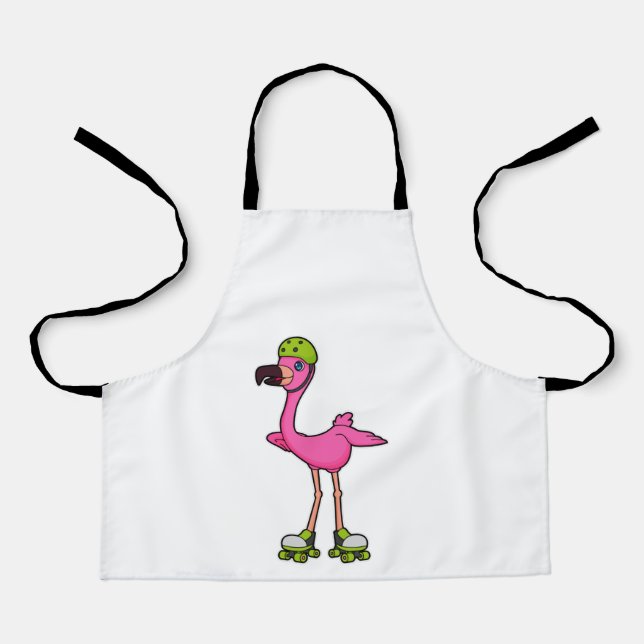 Flamingo as Skater with Roller skates & Helmet Apron (Front)