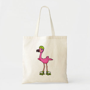 Flamingo as Skater with Roller skates & Helmet Tote Bag