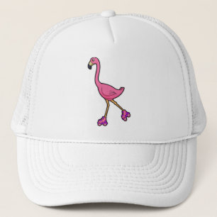 Flamingo as Skater with Roller skates Trucker Hat