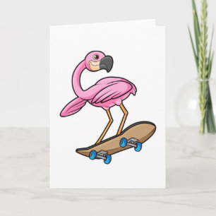 Flamingo as Skater with Skateboard Card