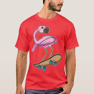 Flamingo as Skater with Skateboard T-Shirt