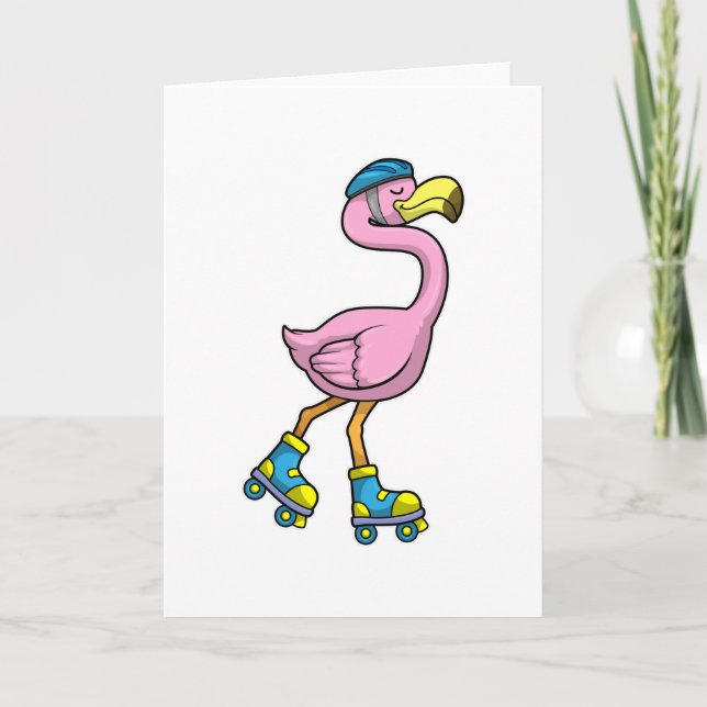 Flamingo as Skater with Skates & Helmet Card (Front)