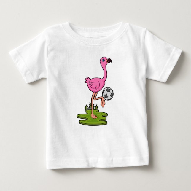 Flamingo as Soccer player with Soccer Baby T-Shirt (Front)
