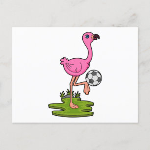 Flamingo as Soccer player with Soccer Postcard