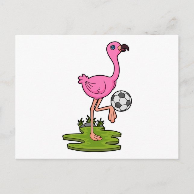 Flamingo as Soccer player with Soccer Postcard (Front)