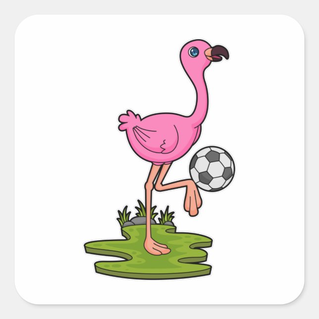 Flamingo as Soccer player with Soccer Square Sticker (Front)