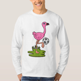 Flamingo as Soccer player with Soccer T-Shirt