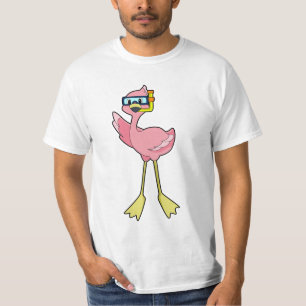Flamingo at Diving with Snorkel T-Shirt