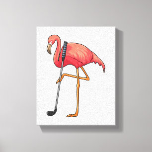 Flamingo at Golf with Golf club Canvas Print