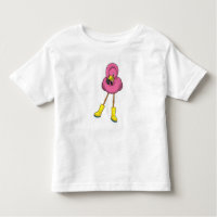 Flamingo at Raining with Rubber boots