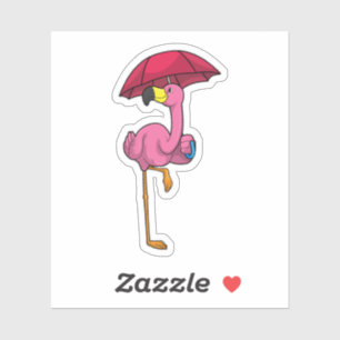 Flamingo at Raining with Umbrella