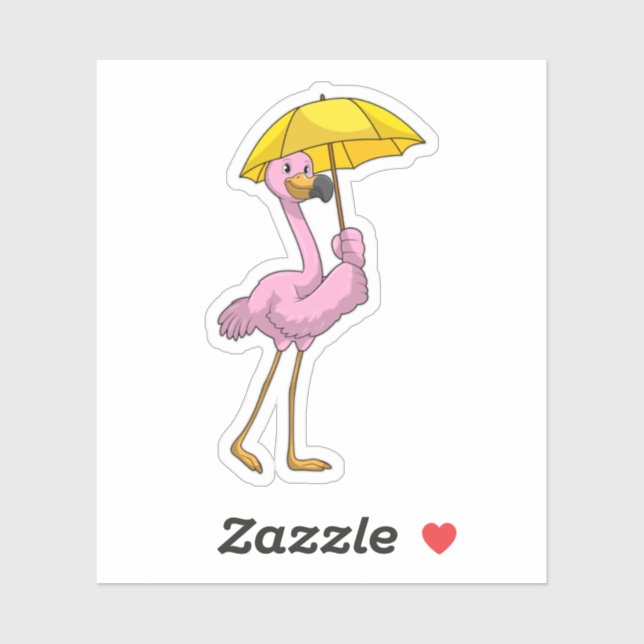 Flamingo at Raining with Umbrella (Sheet)