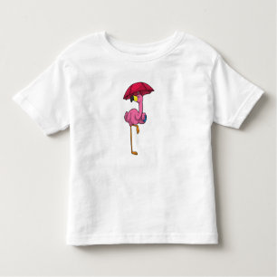 Flamingo at Raining with Umbrella Toddler T-Shirt