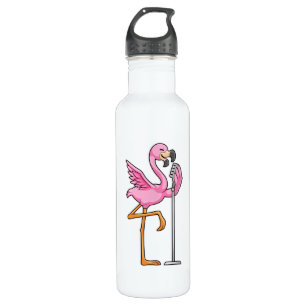 Flamingo at Singing with Microphone 710 Ml Water Bottle