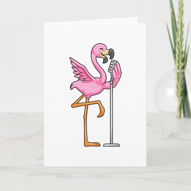 Flamingo at Singing with Microphone Card (Front)