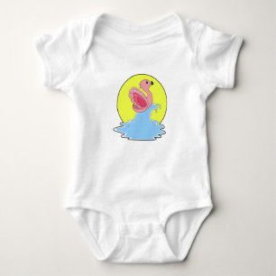 Flamingo at Surfing on Water Baby Bodysuit