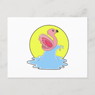 Flamingo at Surfing on Water Postcard