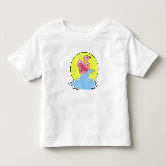 Flamingo at Surfing on Water Toddler T-Shirt (Front)
