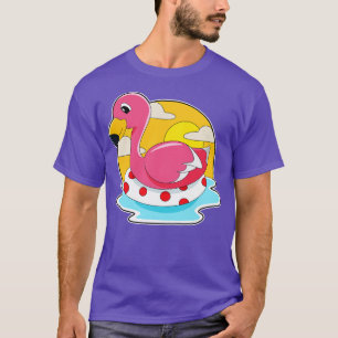 Flamingo at Swimming with Lifebuoy T-Shirt