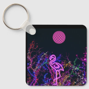 Flamingo at the dance party. key ring