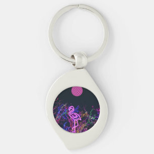 Flamingo at the dance party. key ring