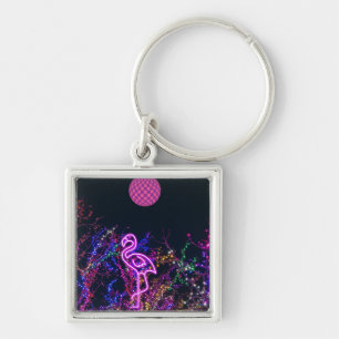 Flamingo at the dance party. key ring