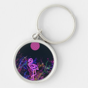Flamingo at the dance party. key ring
