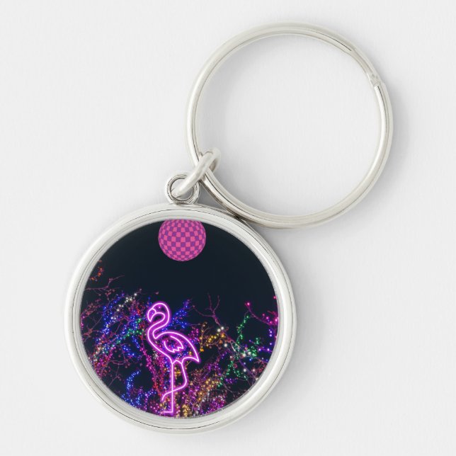 Flamingo at the dance party. key ring (Front)