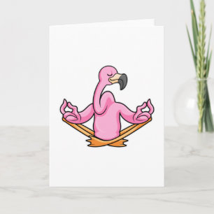 Flamingo at Yoga in Cross-legged Card