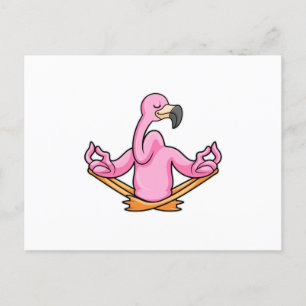 Flamingo at Yoga in Cross-legged Postcard