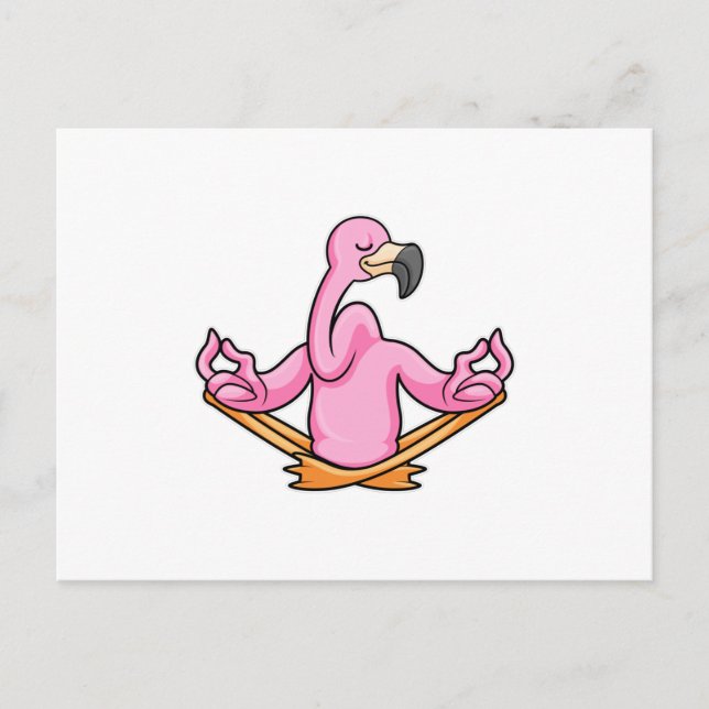 Flamingo at Yoga in Cross-legged Postcard (Front)
