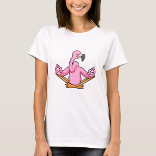 Flamingo at Yoga in Cross-legged T-Shirt