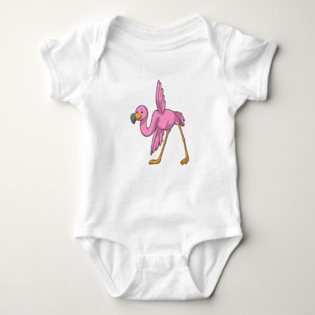 Flamingo at Yoga Stretching exercise Baby Bodysuit (Front)