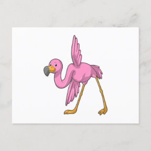 Flamingo at Yoga Stretching exercise Postcard