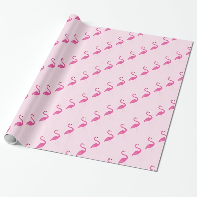Flamingo Baby Pink Wrapping Paper (Unrolled)