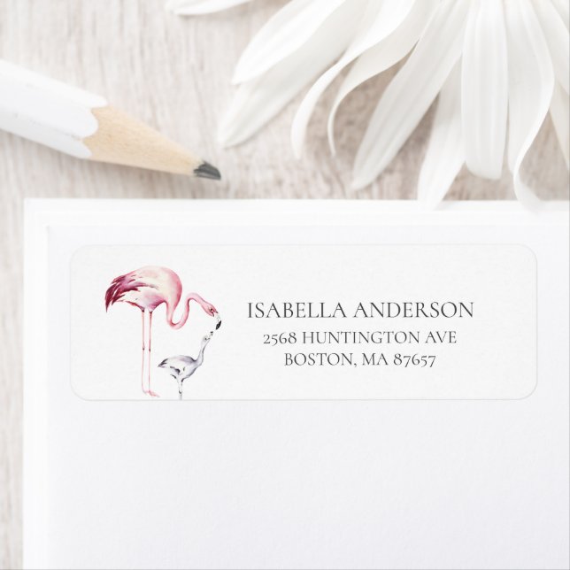 Flamingo Baby Shower Address Label Return Address Label (Insitu)