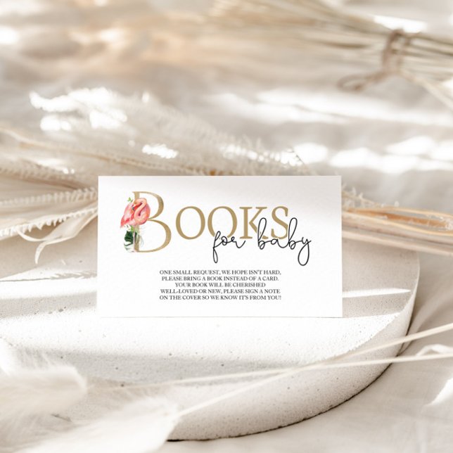 Flamingo Baby Shower Book Request Enclosure Card (Creator Uploaded)