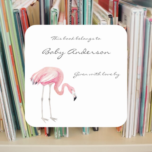 Flamingo Baby Shower bookplate sticker (Creator Uploaded)