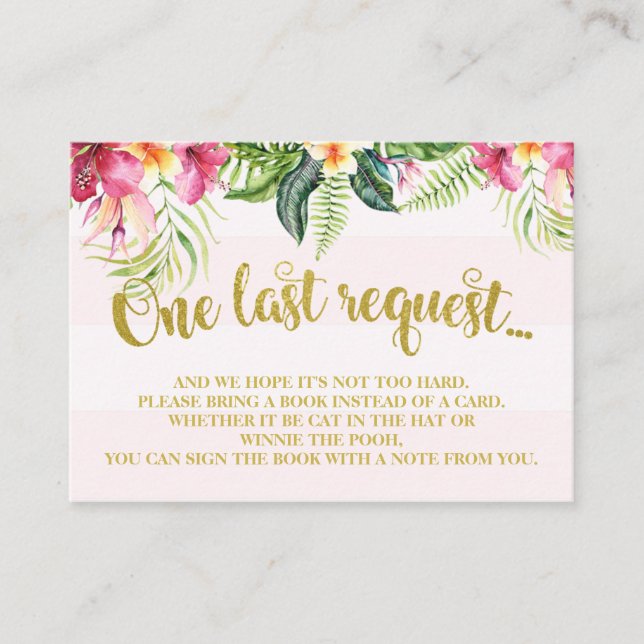 Flamingo Baby Shower Bring a Book Insert Card (Front)