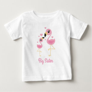 Flamingo Baby Shower Cute Tropical Big Sister T-Shirt