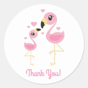 Flamingo Baby Shower Cute Tropical Classic Round Sticker