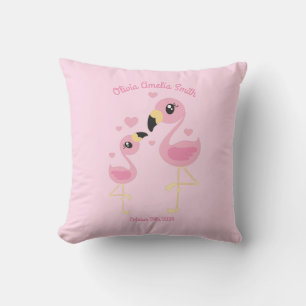 Flamingo Baby Shower Cute Tropical Cushion