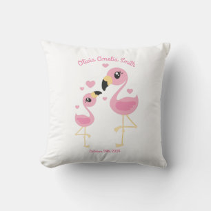 Flamingo Baby Shower Cute Tropical Cushion