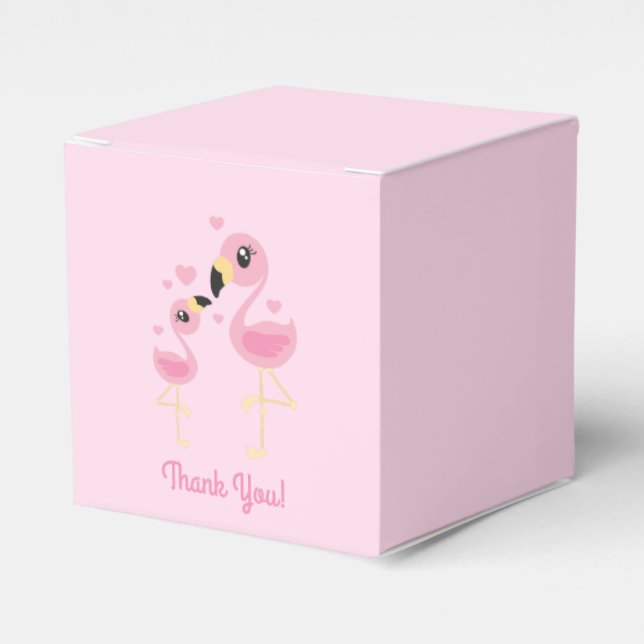 Flamingo Baby Shower Cute Tropical Favour Box (Front Side)