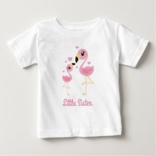 Flamingo Baby Shower Cute Tropical Little Sister Baby T-Shirt