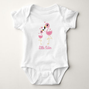 Flamingo Baby Shower Cute Tropical Little Sister Bodysuit