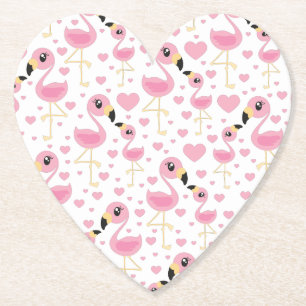 Flamingo Baby Shower Cute Tropical Paper Coaster