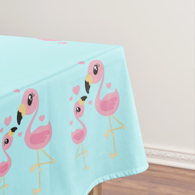 Flamingo Baby Shower Cute Tropical Tablecloth (In Situ)