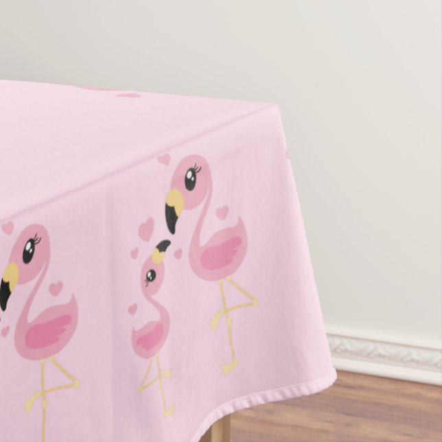 Flamingo Baby Shower Cute Tropical Tablecloth (In Situ)